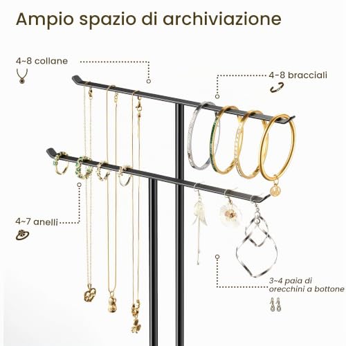 Detalle 2 de pickpiff espositore per gioielli a T a 2 livelli con vassoio nero