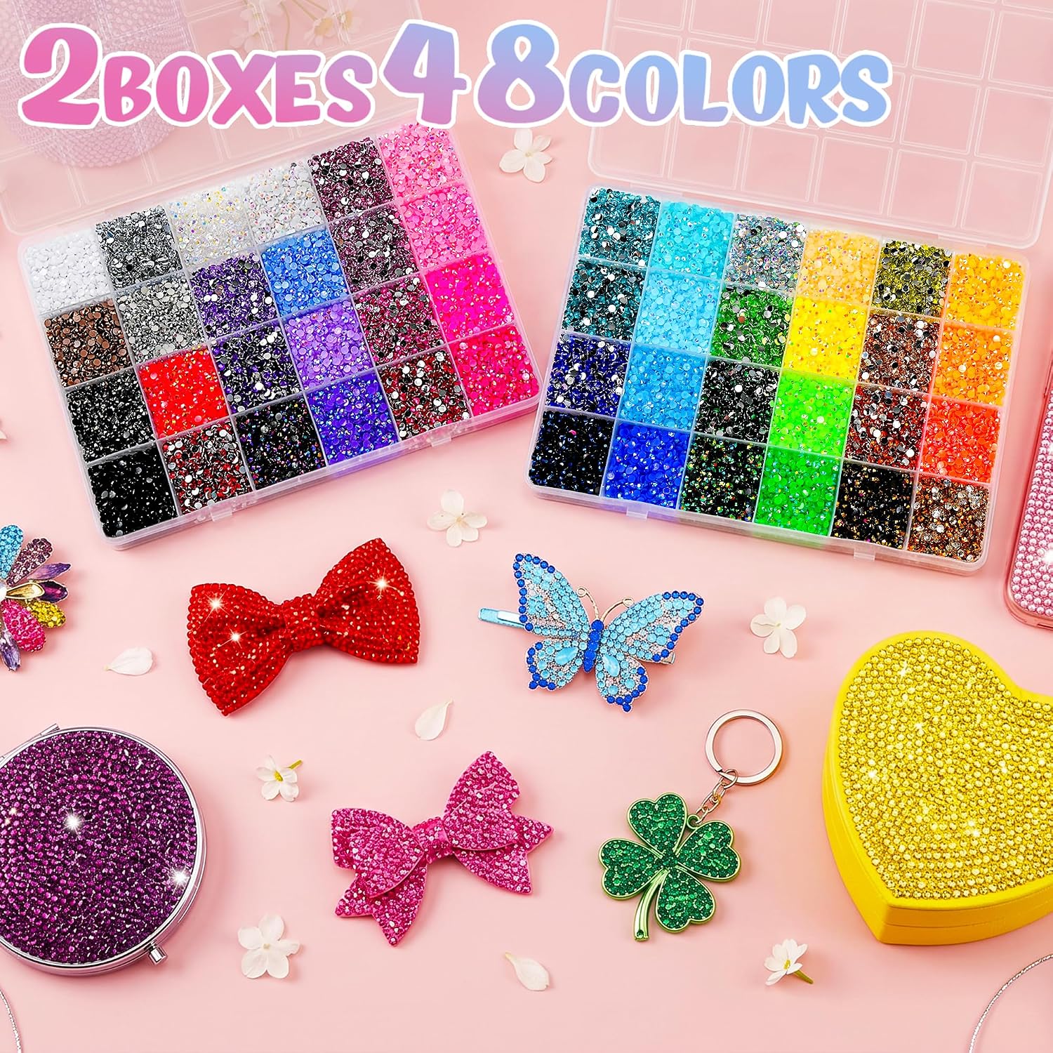 Detalle 2 de 70000Pcs 48 Colors Bedazzling Kit: All-in-One Rhinestone Craft Set with Glue & Tools