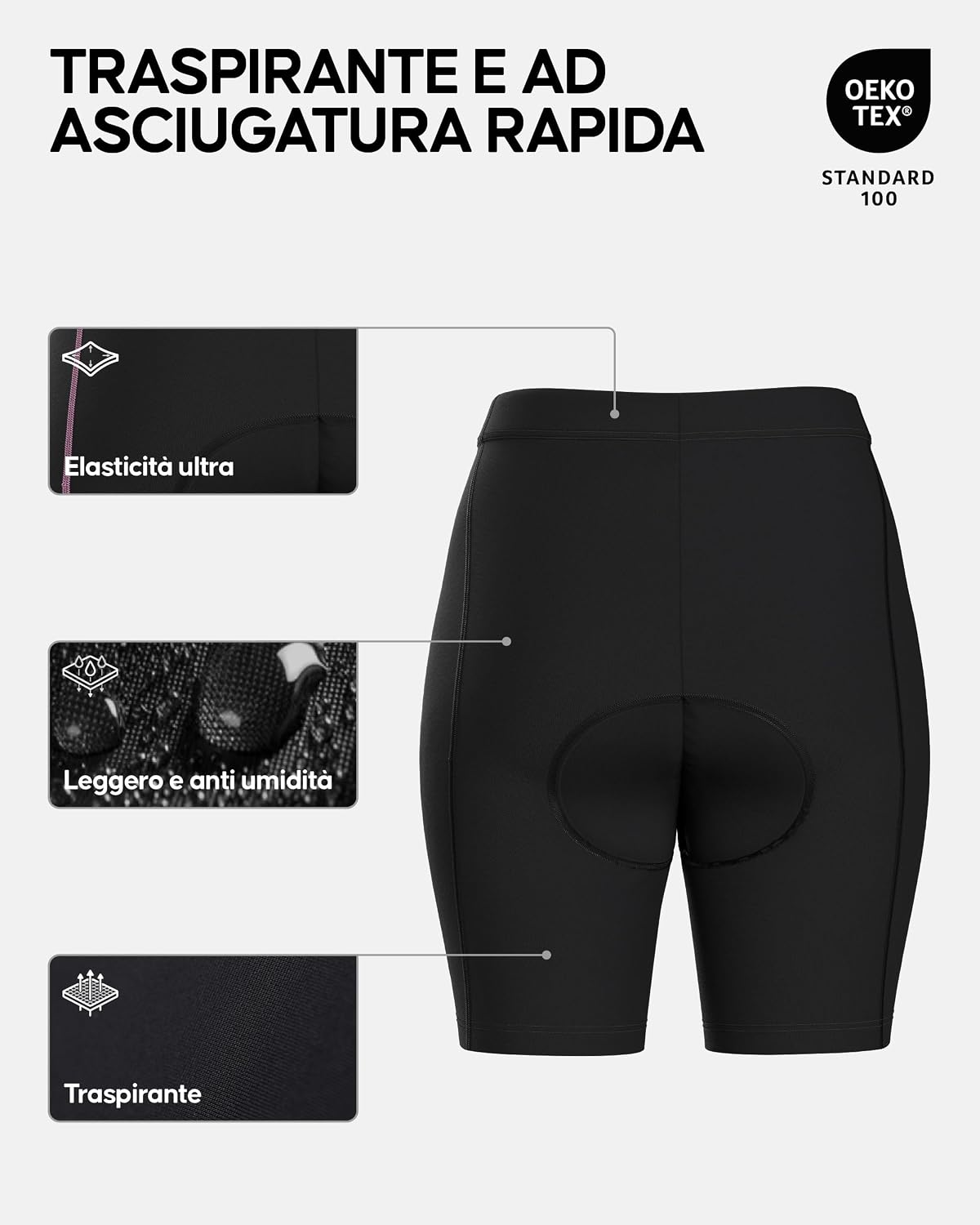 Detalle de DANISH ENDURANCE Pantaloncini da Ciclismo donna con fondello 3D