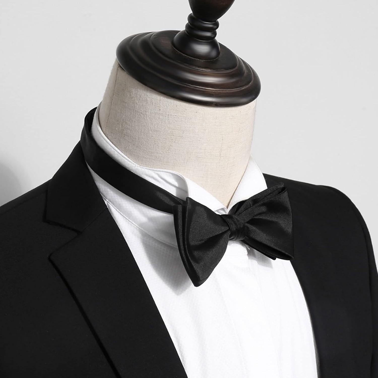 Detalle 2 de Archic Black Self Tie Bow Ties for Men – Solid Plain Tuxedo, Wedding & Formal Wear