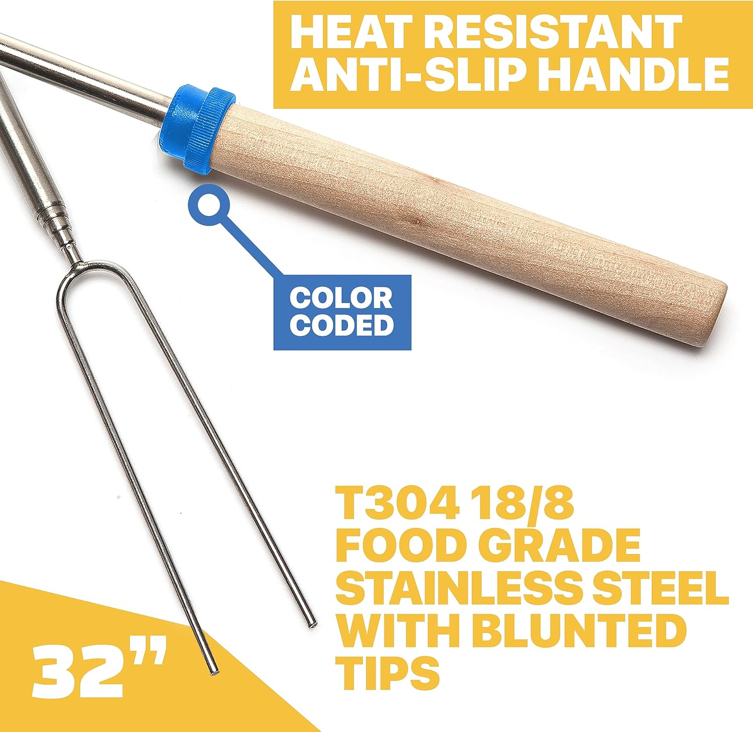 Thumbnail 1 de Grill Guru S’mores Sticks for Fire Pit (32 in, 10-Pack) Stainless Forks for Outdoor Roasting