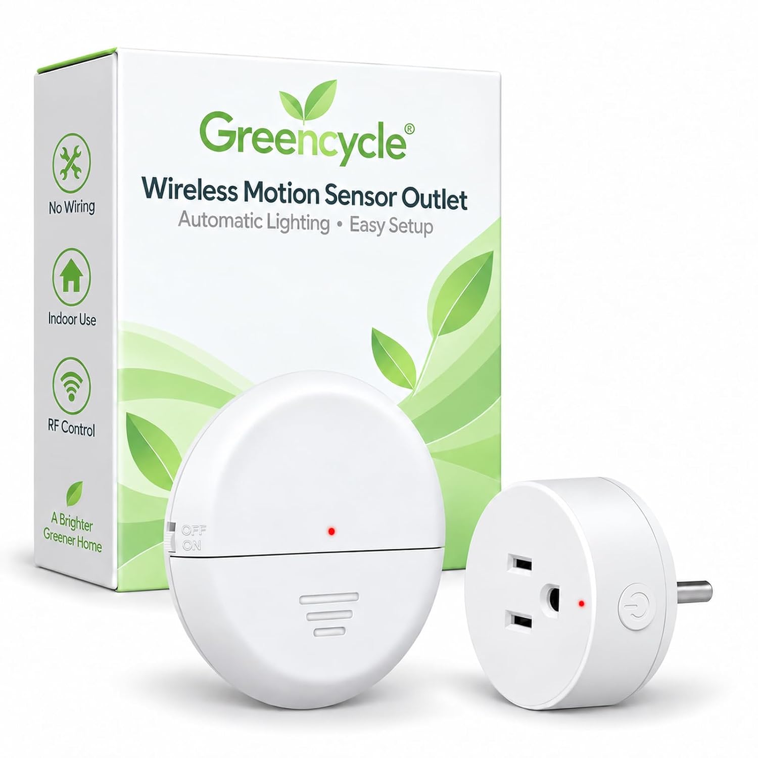 Detalle de Greencycle Motion Sensor Outlet Plug with Wireless PIR Sensor, 4 Timers, 15A
