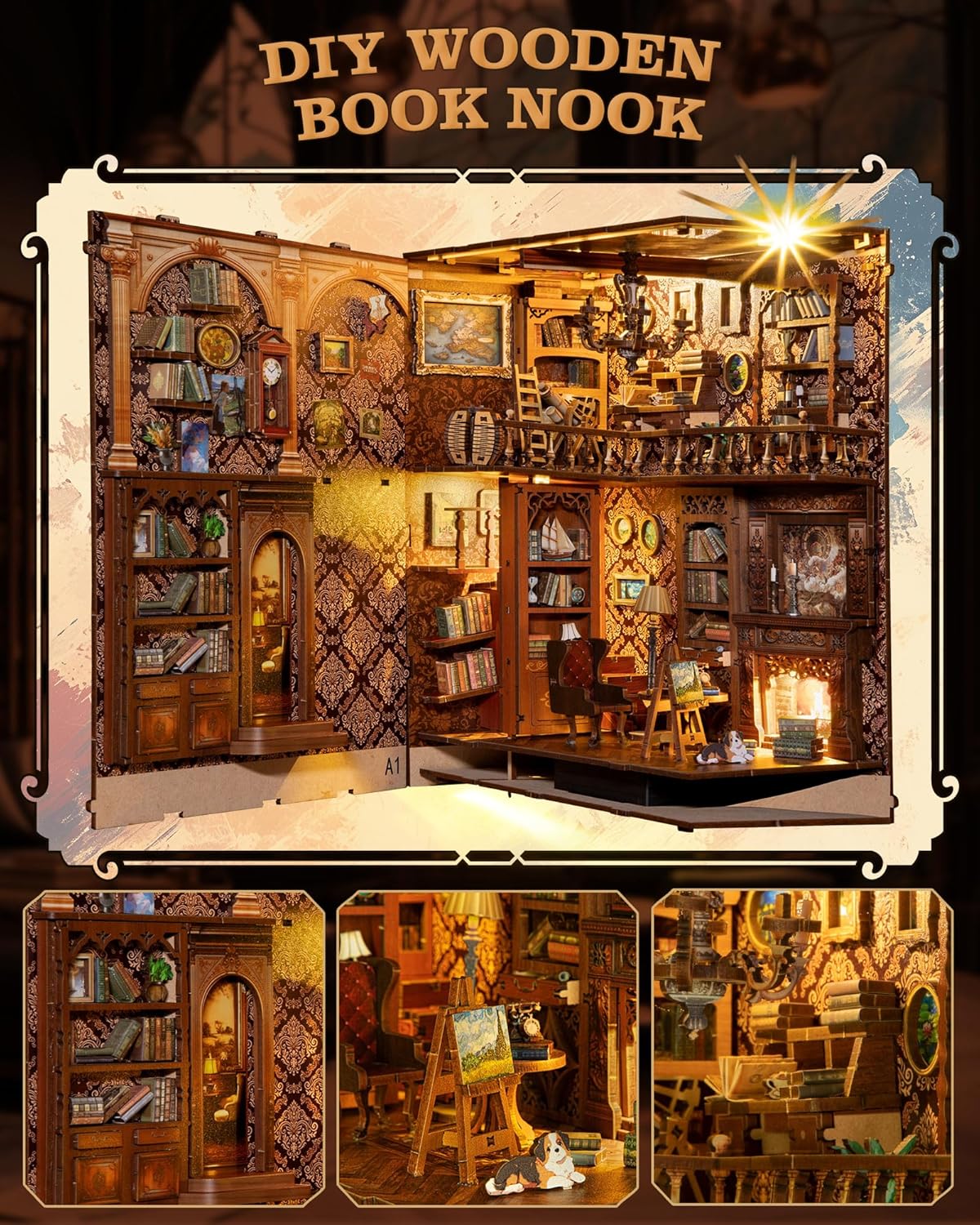 Detalle de RONSTONE Book Nook Kit in miniatura