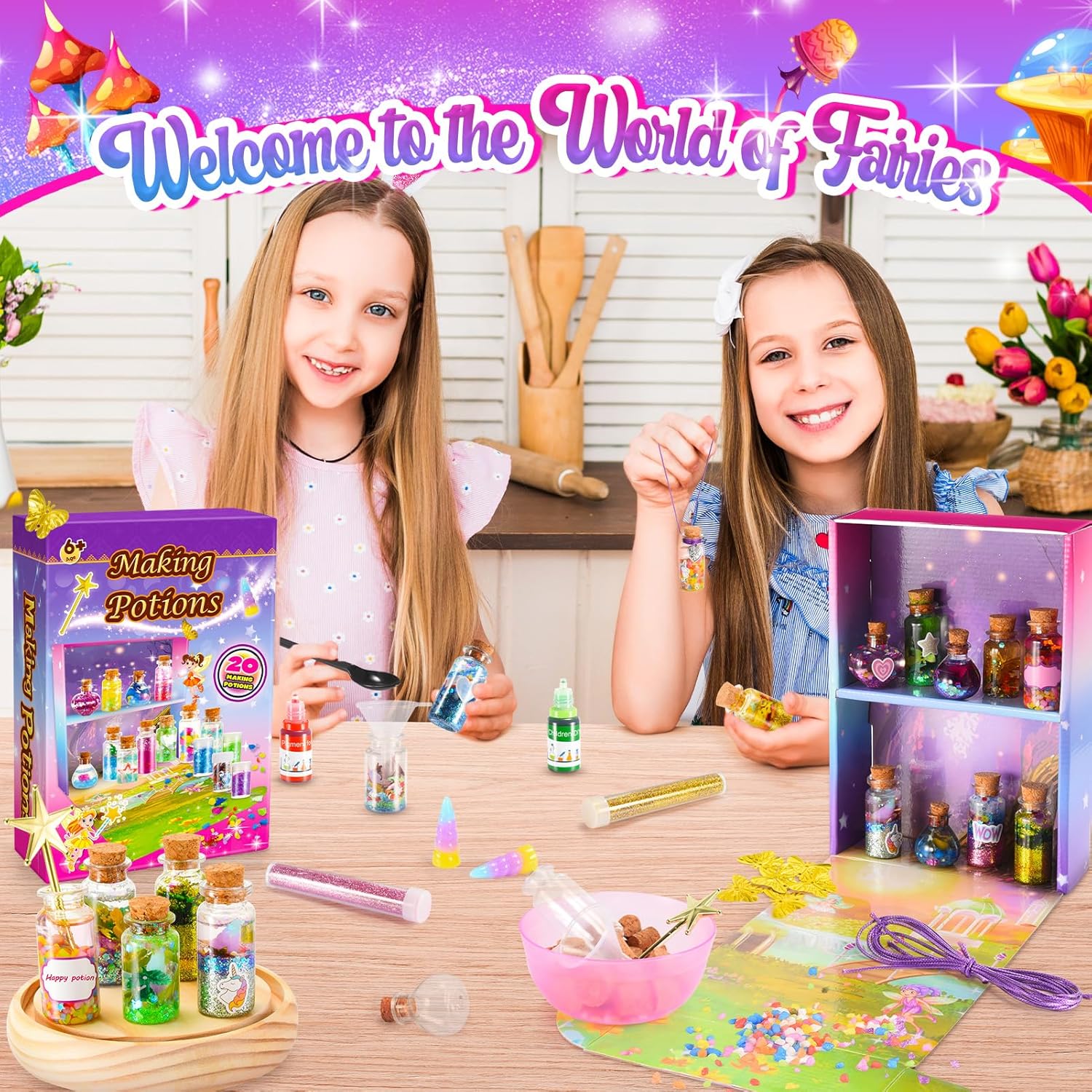 Thumbnail 3 de Veopoko Potion Making Craft Kit for Kids (Age 6–12) with 20 Formulas, Fairy Wand & Potion Bottles