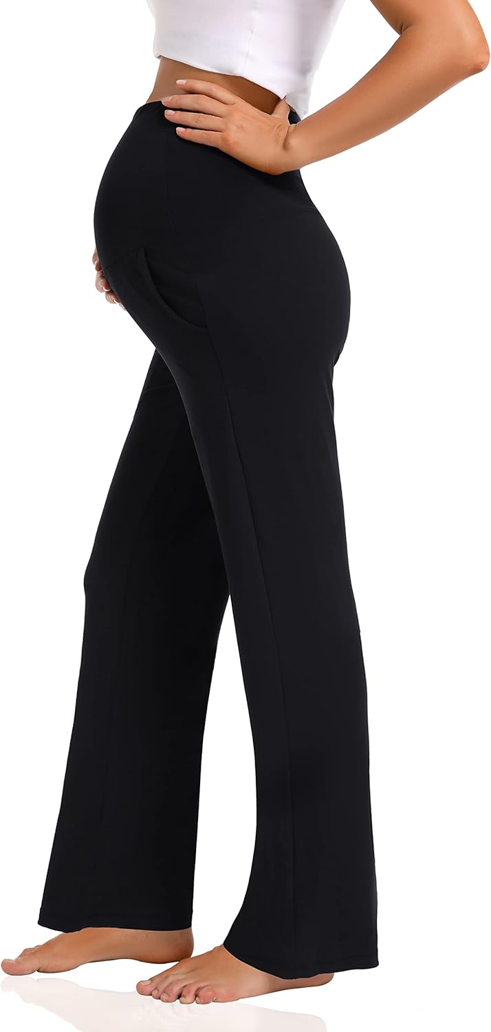 Detalle de Foucome Women's Maternity Trousers: Casual, Loose & Cozy Wide-Leg with Pockets