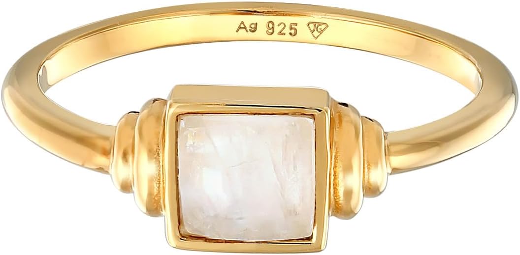 Detalle 2 de Elli Ring Quadrat Vintage Mondstein 925 Silber