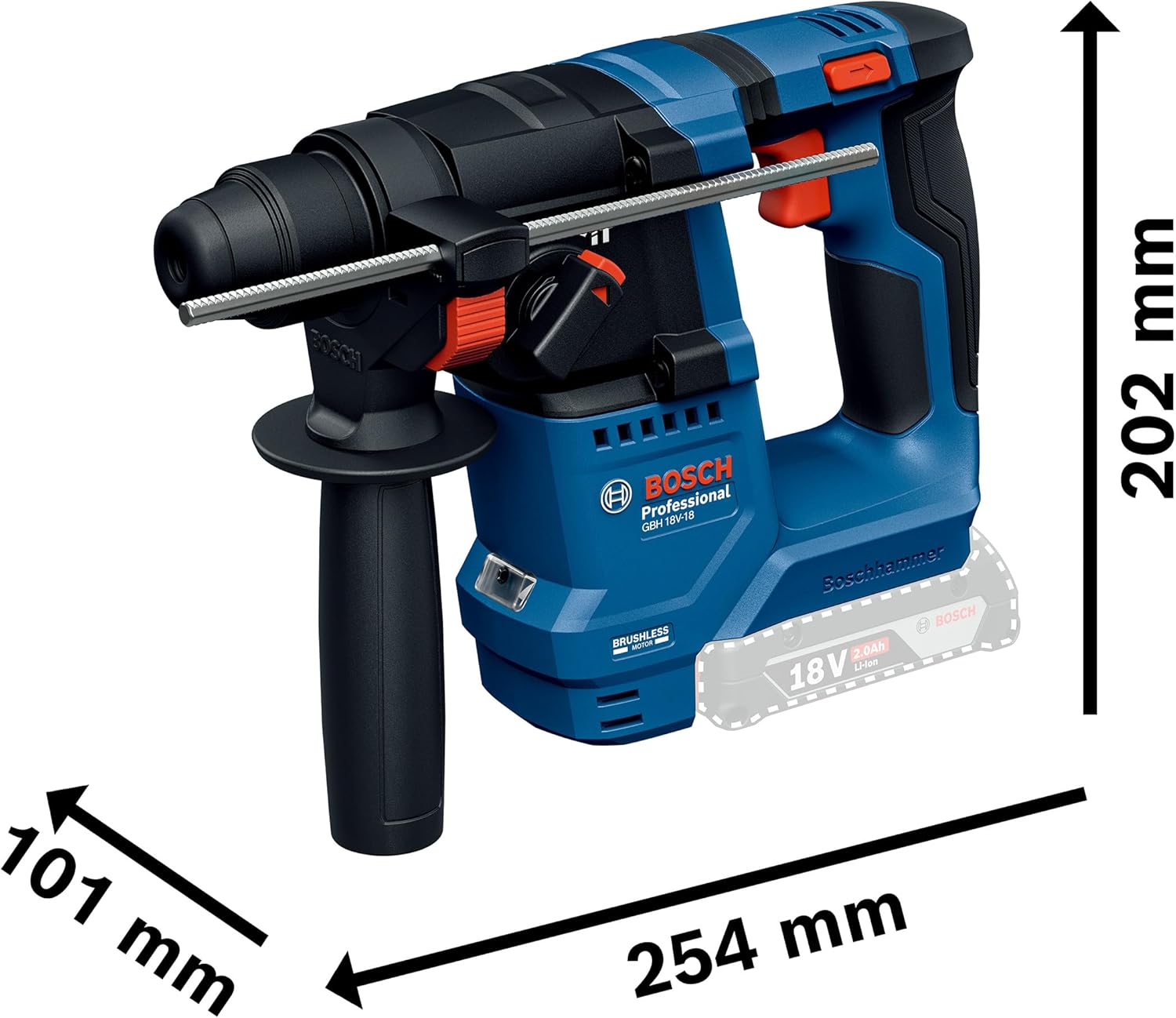 Thumbnail 4 de Bosch Professional GBH 18V-18 (SDS Plus): martello perforatore a batteria per lavori di avanzata e precisione