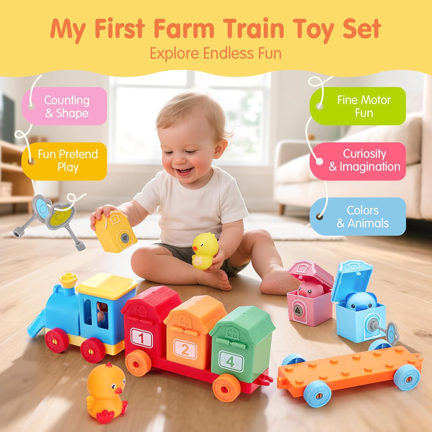 Detalle 2 de hahaland Montessori Train Set 9 pieces 🚂
