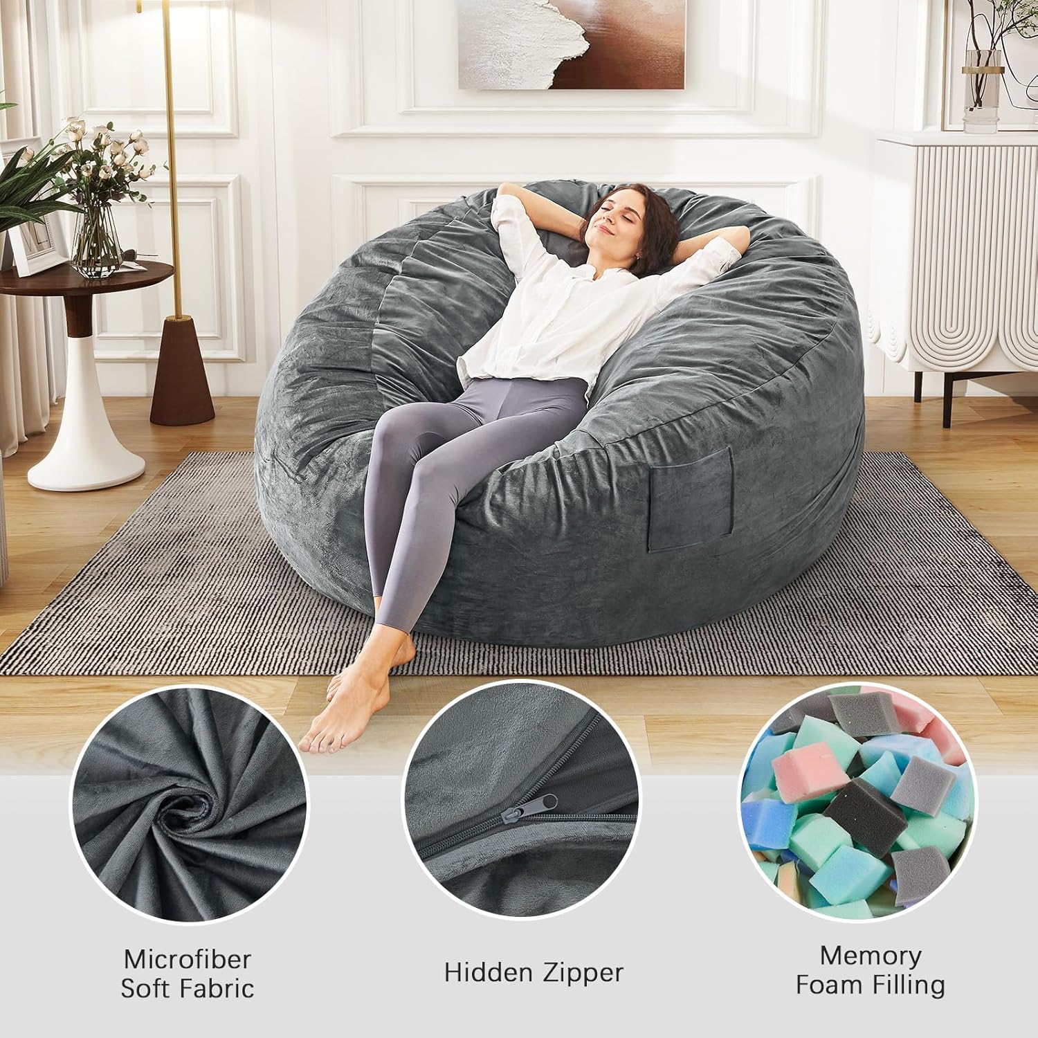 Thumbnail 4 de ILPEOD Bean Bag Chair 100% Convertible Bed