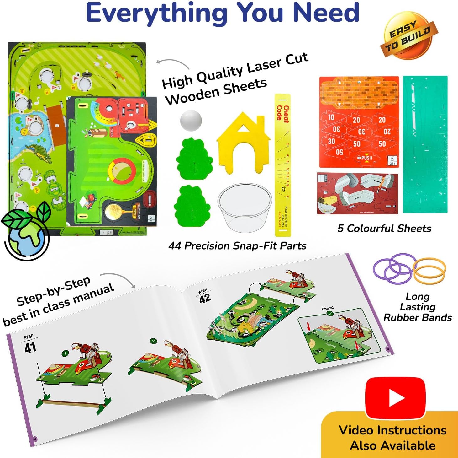 Thumbnail 4 de Smartivity DIY Mini Golf STEM Kit: Build a 10-Hole Course with a Mechanical Golfer