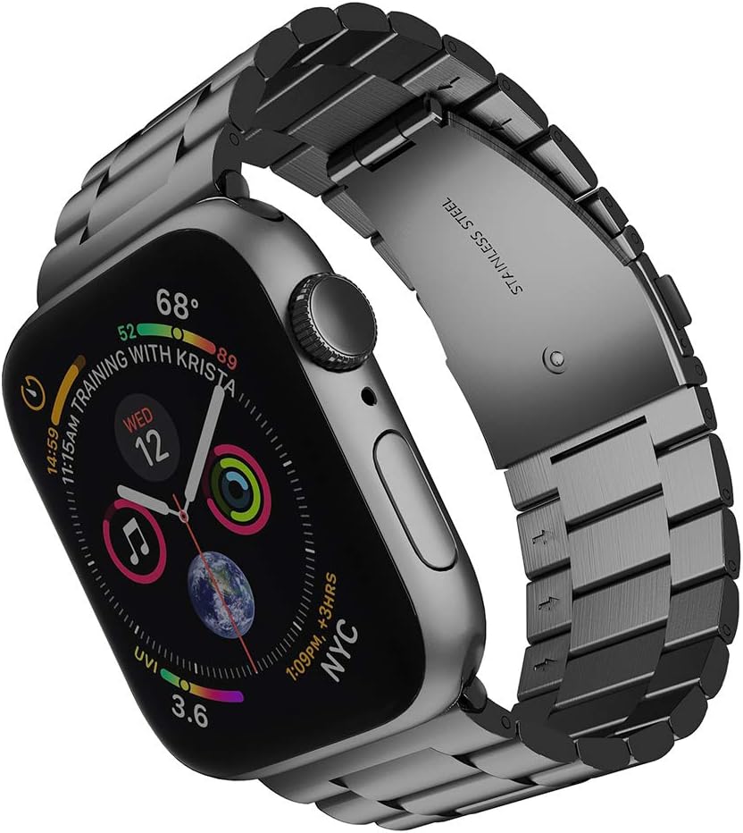 Detalle de ARTCHE Stainless Steel Watch Strap for Apple Watch (49mm–38mm) – Adjustable Metal Replacement Sport Band
