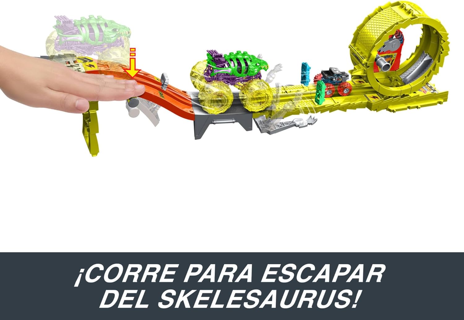 Thumbnail 4 de Hot Wheels Monster Trucks Power Smashers 🚗 Pista y Vehículos Skelesaurus y Bone Shaker