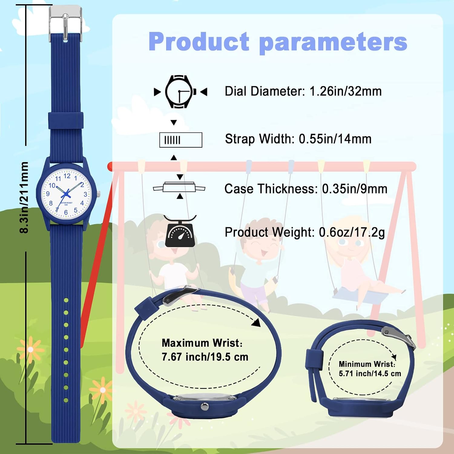 Thumbnail 5 de SOCICO Kids Analog Watch for Boys & Girls – 50M Waterproof, Easy to Read, Blue