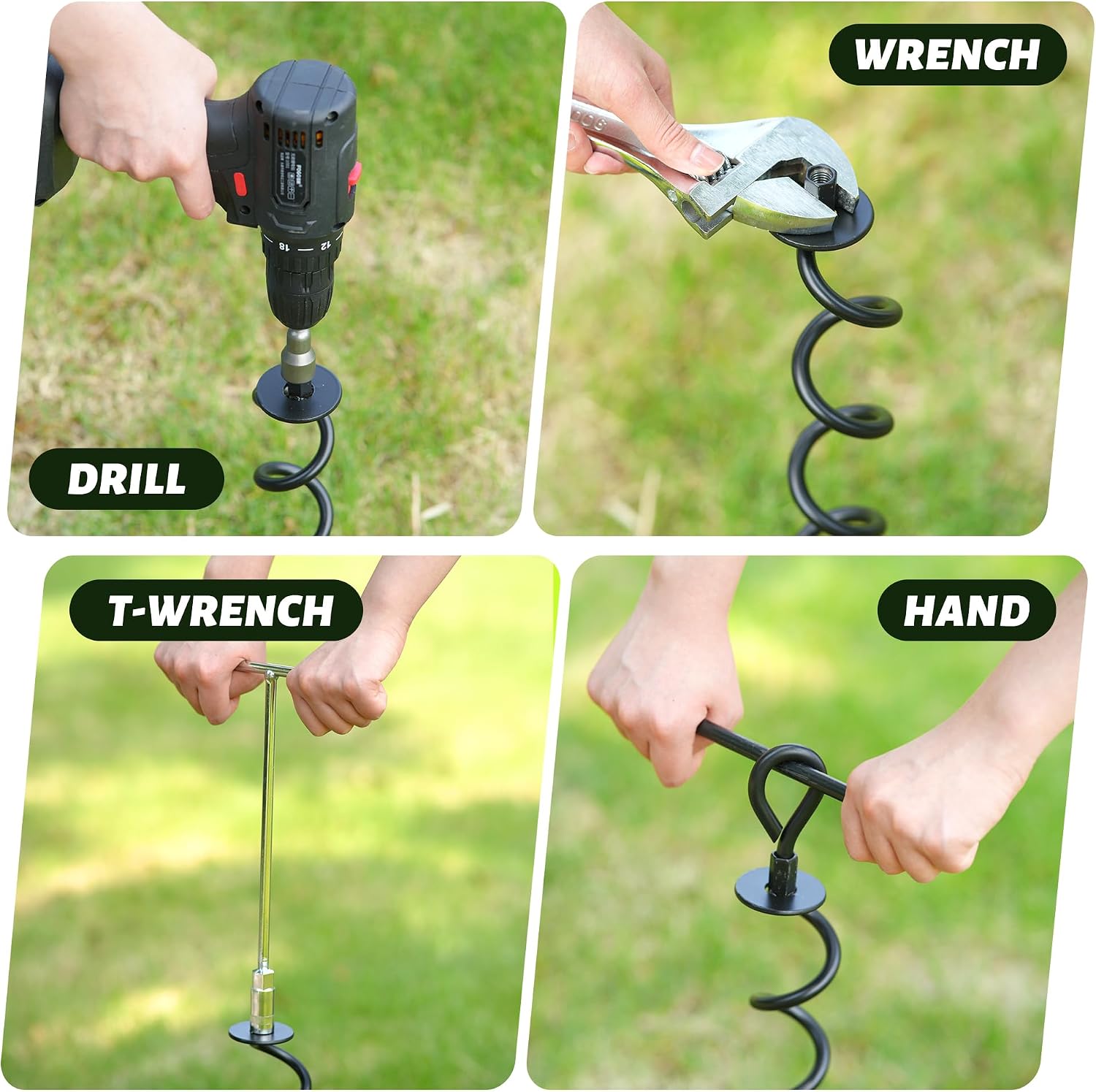 Thumbnail 6 de XYADX 22.4-Inch Spiral Ground Anchor Kit, 6-Pack with Tie-Down Straps