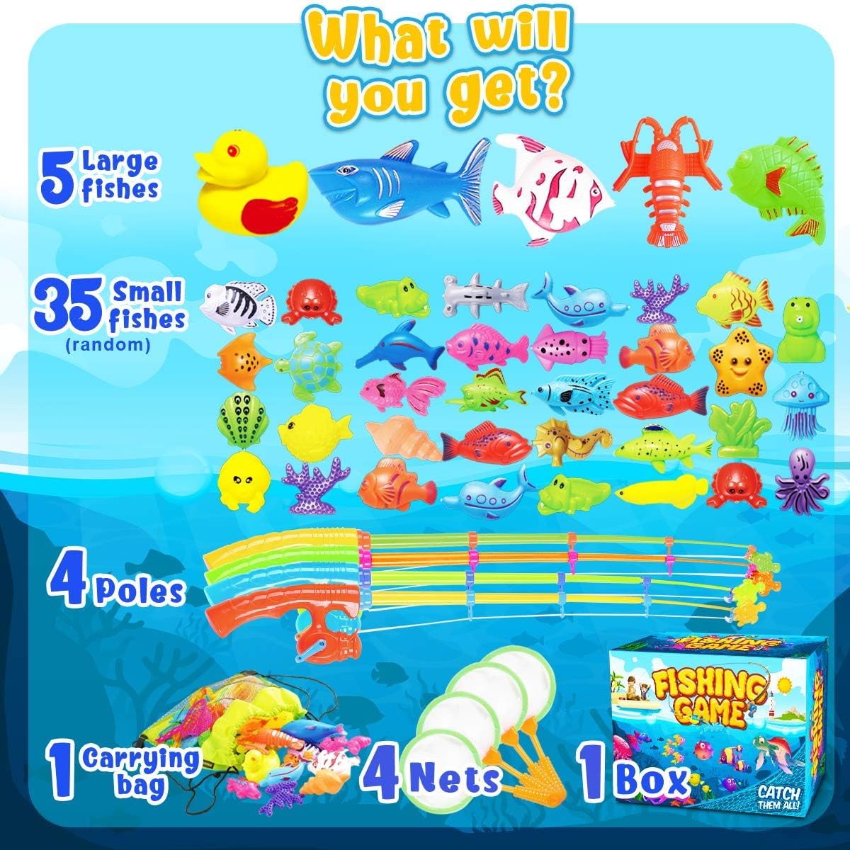 Detalle de Goody King Magnetic Fishing Game Pool Party Pole Rod Net