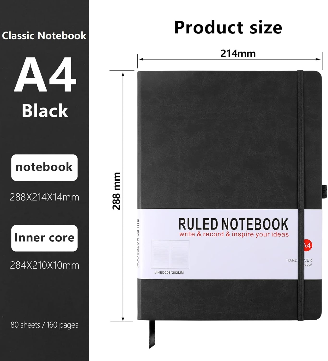 Thumbnail 1 de HIJYOO 2-Pack A4 Ruled Hardcover Journal Notebooks with Elastic Closure, Bookmark & Pen Loop (Purple+Blue)