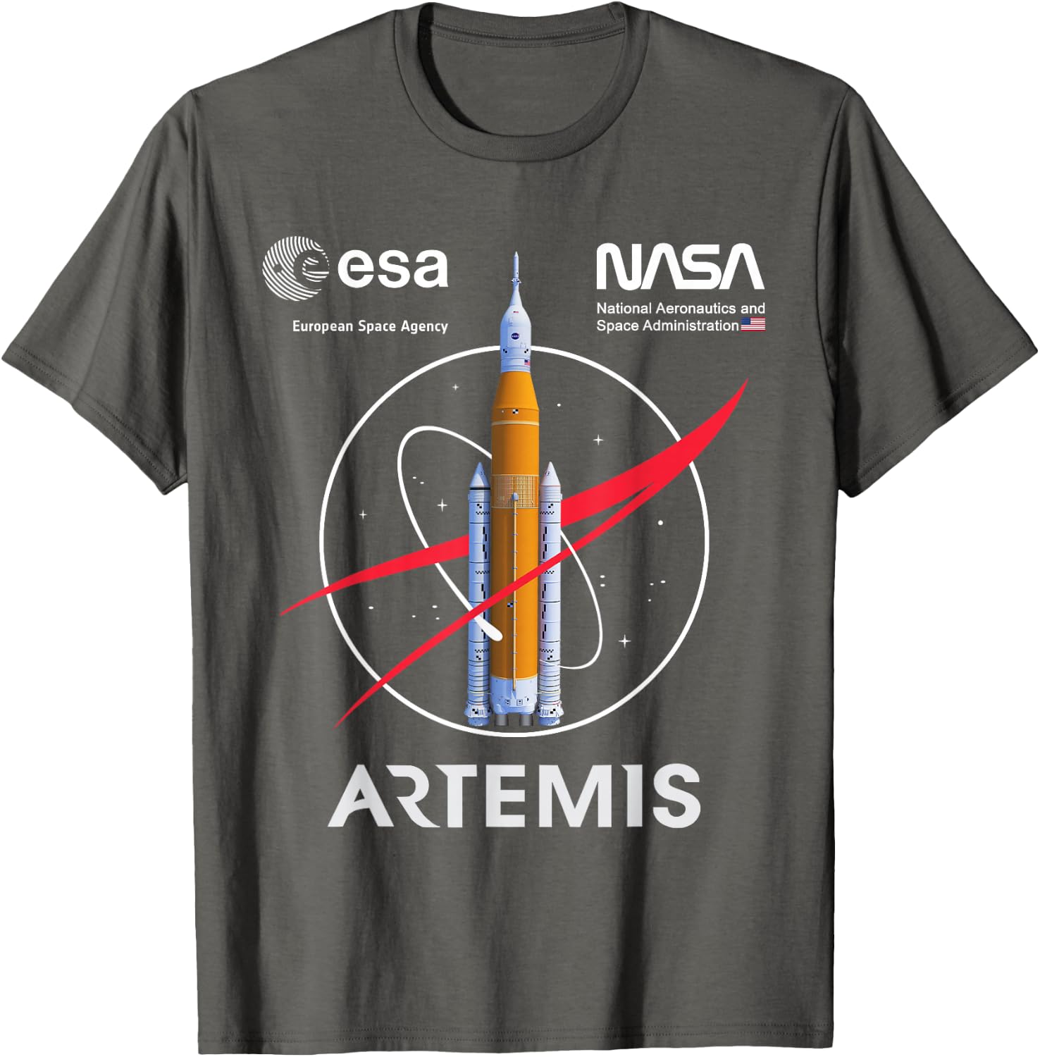 Detalle de NASA Artemis Mission SLS Worm & ESA Logo T-Shirt – klassisches NASA-Design für Fans