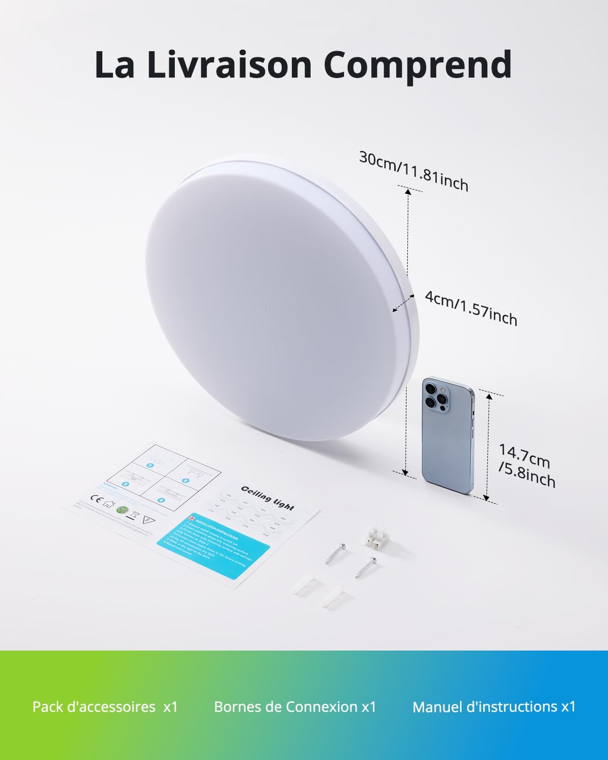 Thumbnail 6 de Yafido CX-48W-RD-65K-M led-plafondlamp 48 W, rond, koud wit, 30 cm