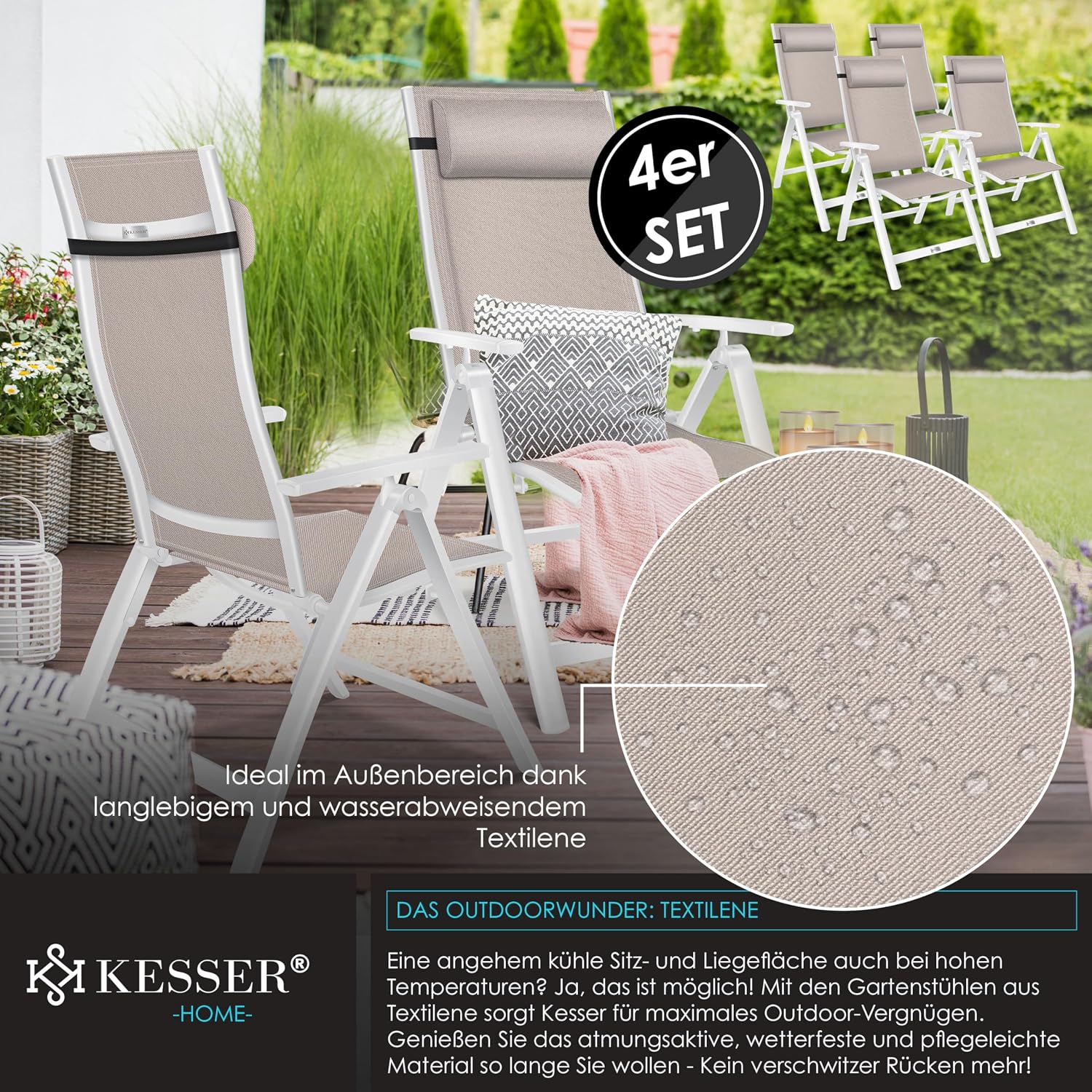 Thumbnail 4 de KESSER® Sillas de jardín con respaldo alto y ajustes