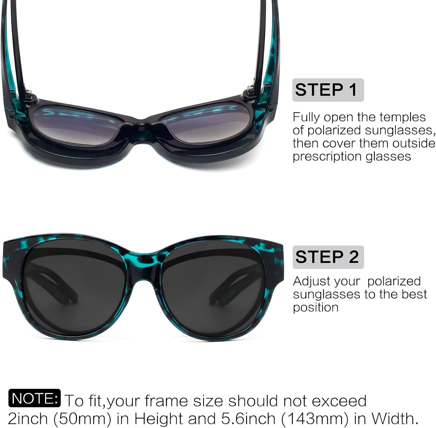 Detalle de Face Shadow Polarisiert Überzieh-Sonnenbrille für Brillenträger – UV400, ultraleicht, oversize