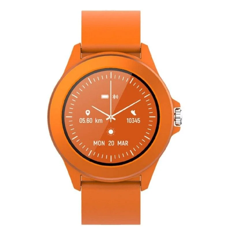 Detalle de Forever Colorum CW-300: Smartwatch naranja para un estilo atrevido y bienestar diario