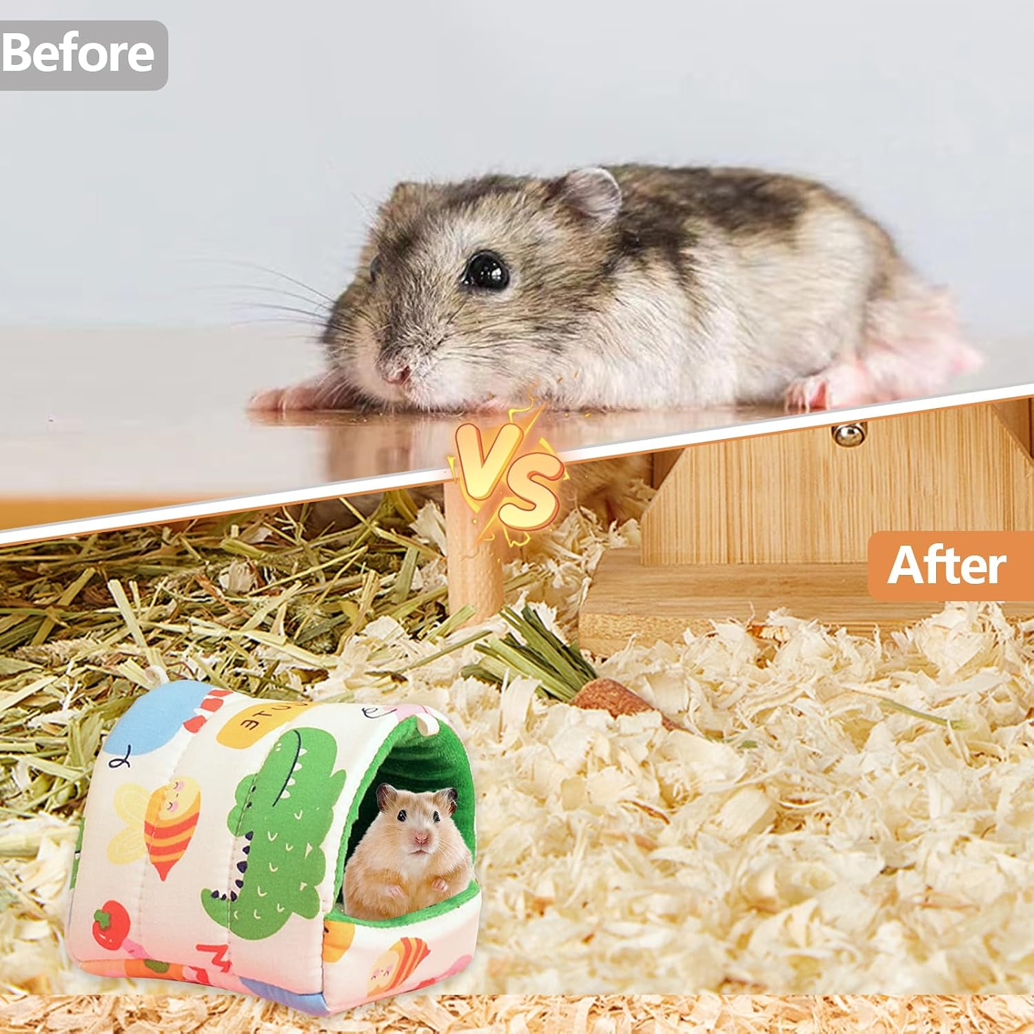 Detalle 2 de 2-Pack Guinea Pig Bed and Hideout (19x18 cm) – Warm, Washable Small Animal House