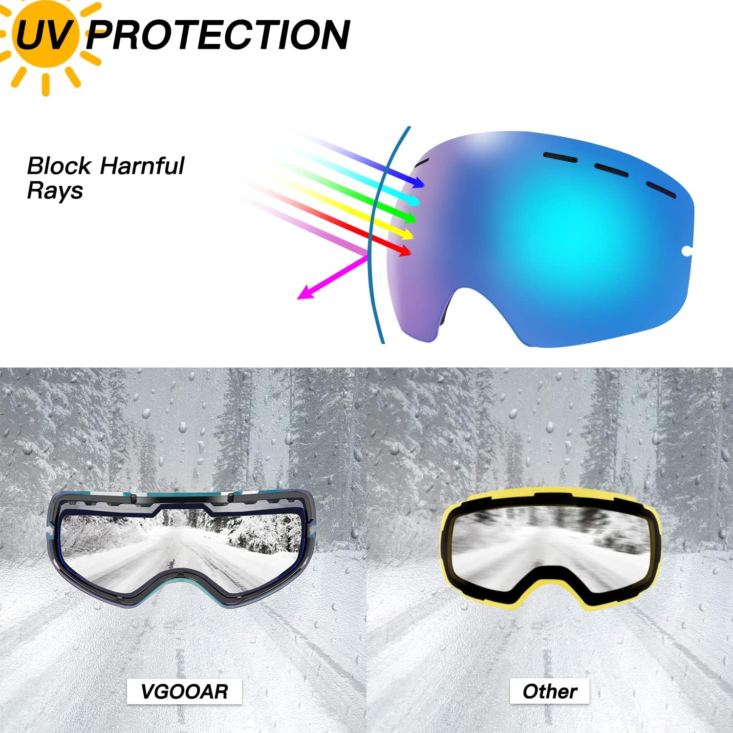Detalle 2 de Vgooar OTG Ski Goggles 14cm fit
