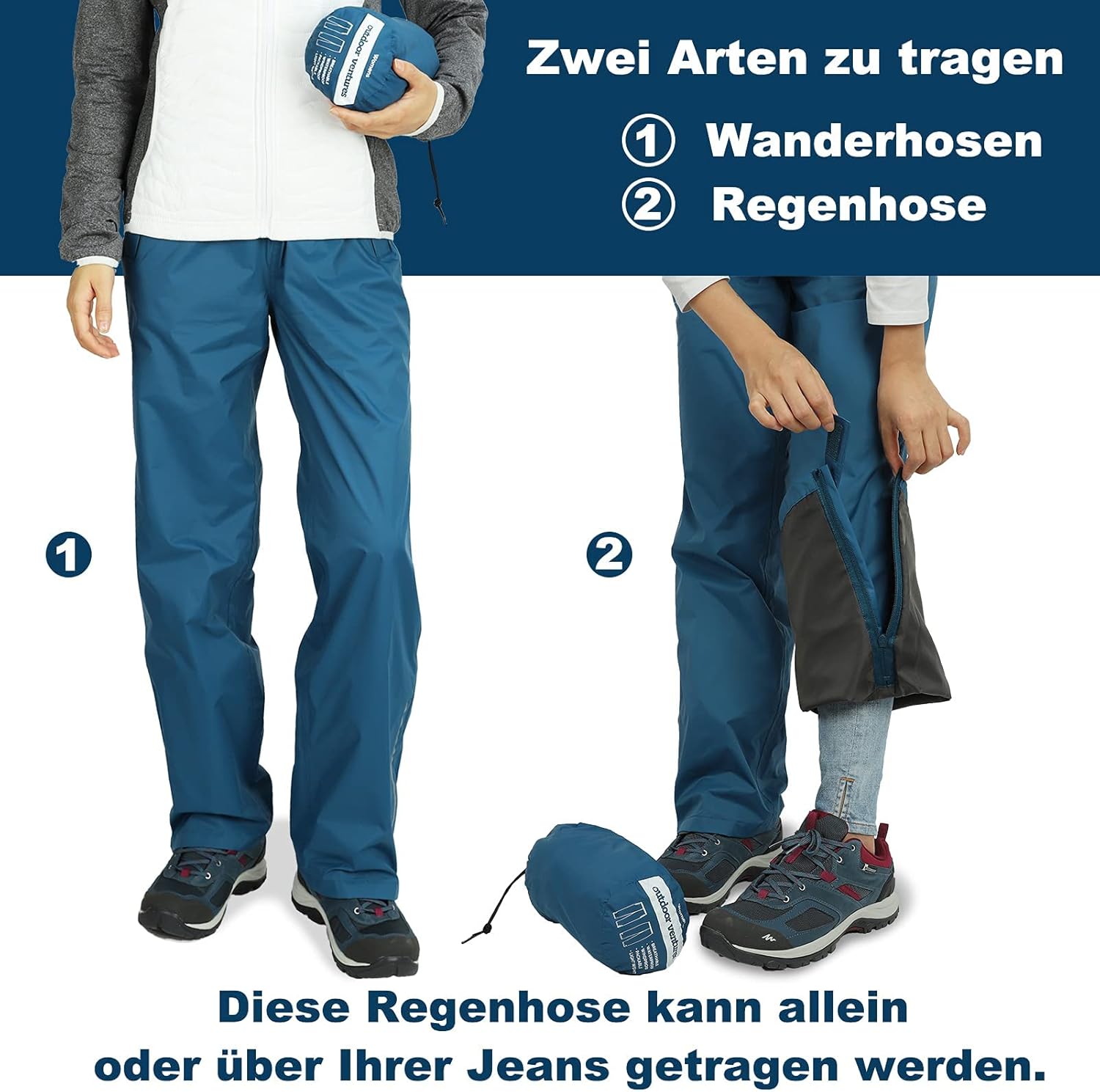 Thumbnail 4 de Outdoor Ventures Damen Regenhose – Wasserdicht, Atmungsaktiv, Packbar und Leichtes Softshell-Modell