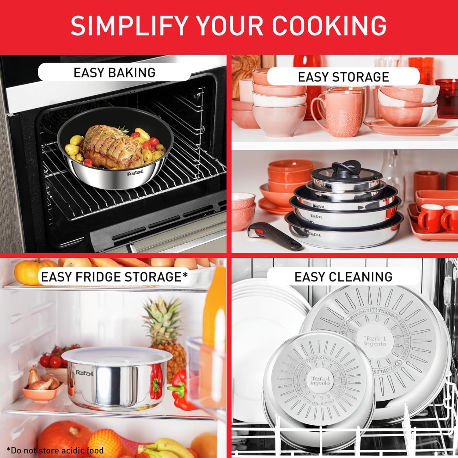 Thumbnail 4 de Tefal Ingenio Emotion 10 Piece Cookware Set (L897SA74) with removable handle
