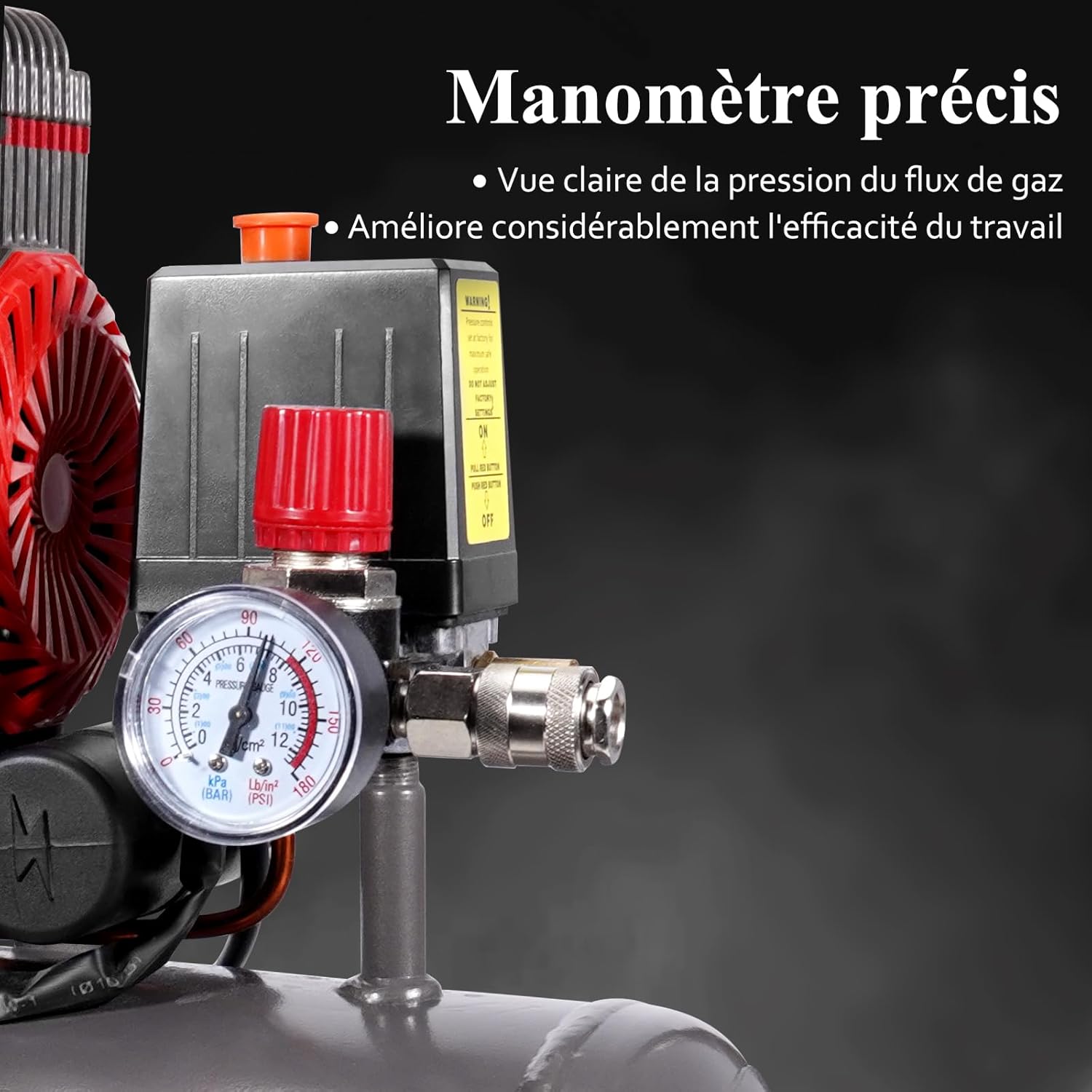 Thumbnail 5 de HYCHIKA compresseur à air silencieux 8 bar et cuve 24 L (sans huile) 1100 W max