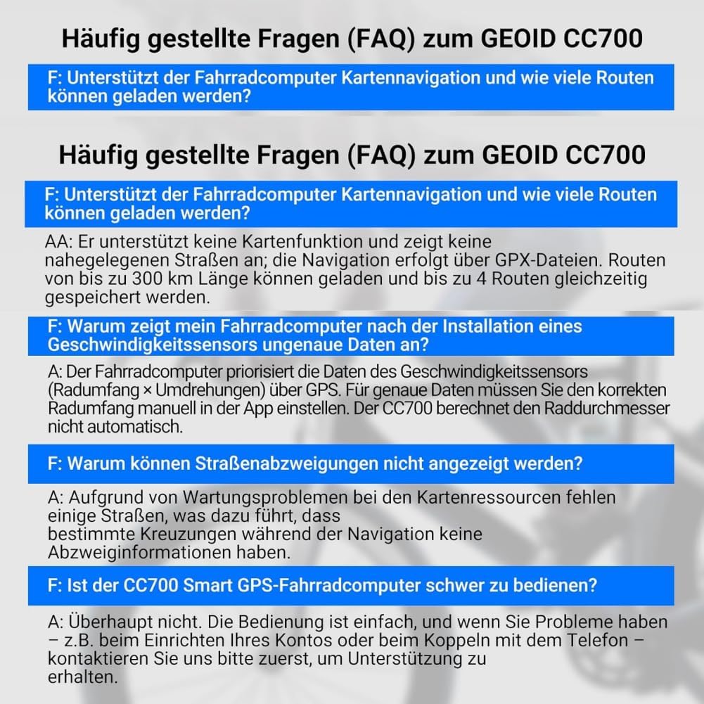 Detalle de GEOID CC700 GPS-Fahrradcomputer kabellos mit 2,8-Zoll-Farbdisplay, Route-Navigation & ANT+/Bluetooth