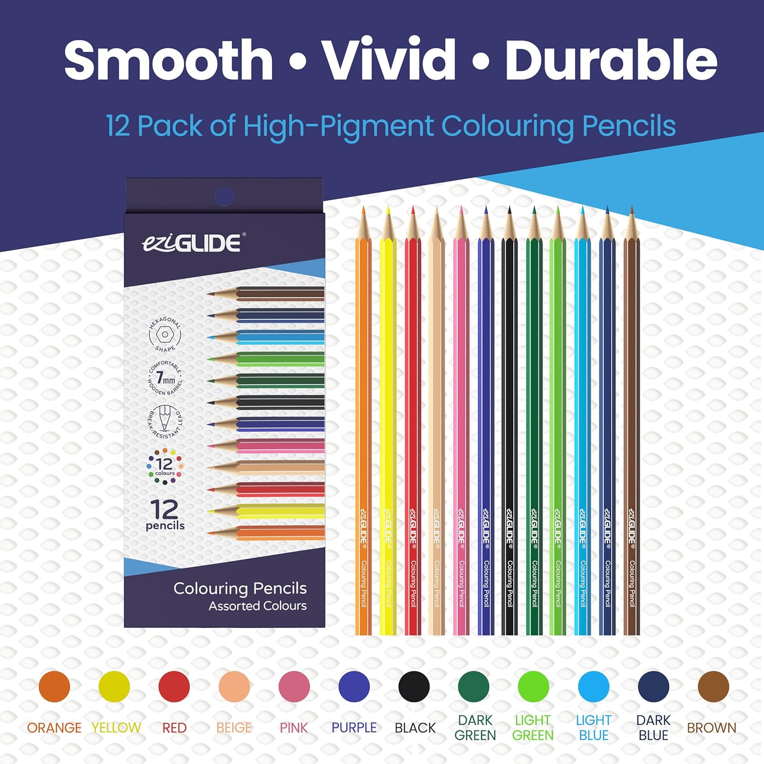 Detalle 2 de Eziglide Colouring Pencils – 12 Pack of High-Pigment Assorted Colour Pencils for Adults & Children