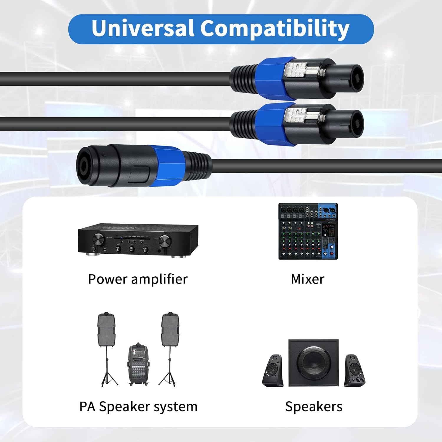 Detalle 2 de Maxhood 1.5ft Speakon Splitter Cable — 22 AWG, 1 Female to 2 Male
