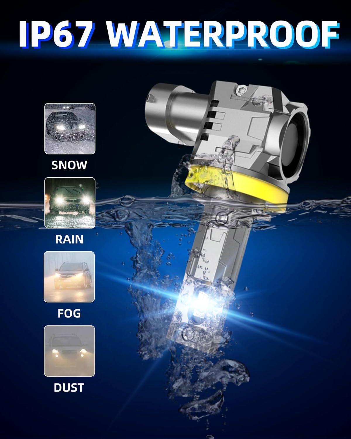 Thumbnail 4 de Sinoparcel 2026 Améliorée H8/H11 LED Ampoule de Phare – Lot de 2, Blanc 6500K, IP67