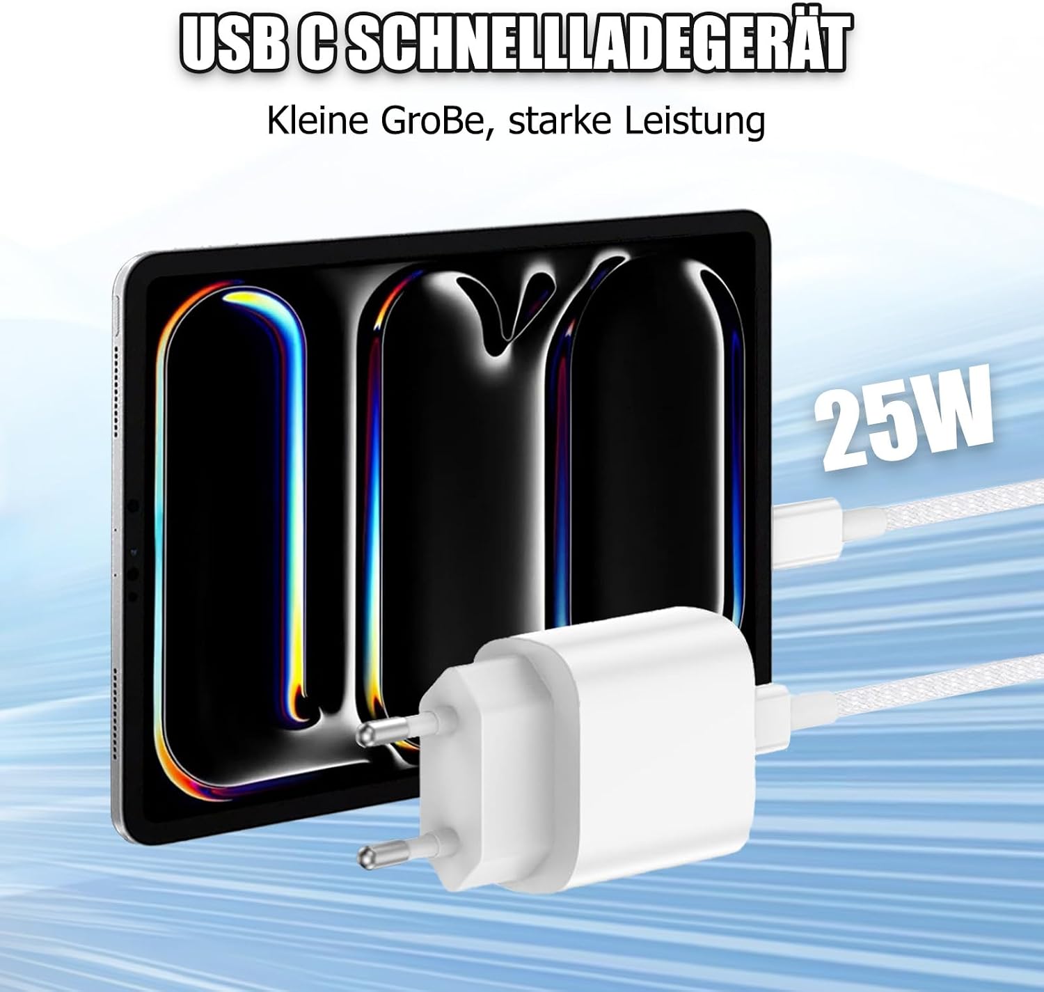 Thumbnail 3 de Chargeur rapide USB‑C 25W pour iPhone 17/16/15 et iPad (avec câble USB‑C 2 m) – Chargeur mural PD