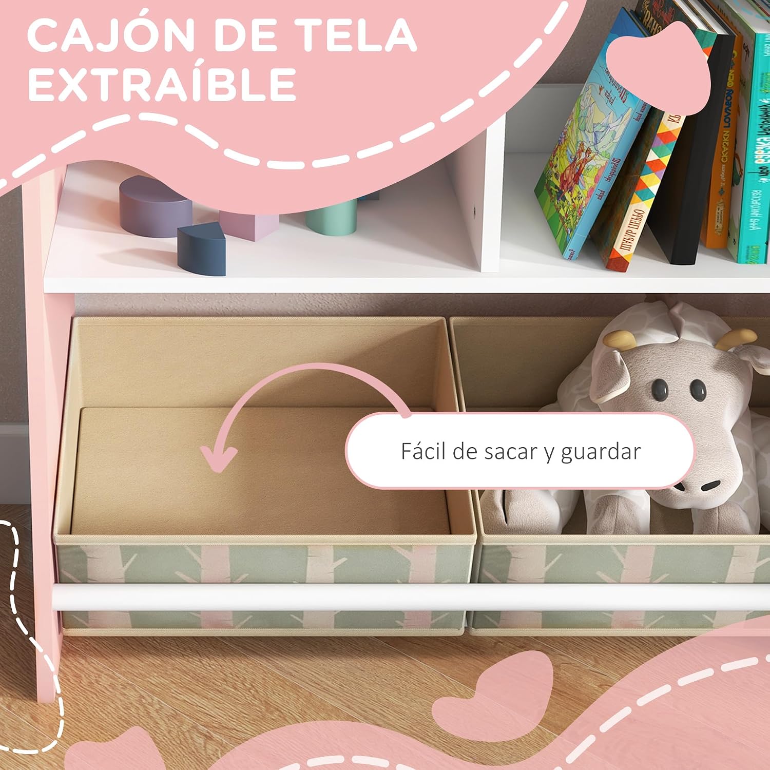 Thumbnail 4 de ZONEKIZ estantería para juguetes Rosa con pizarra