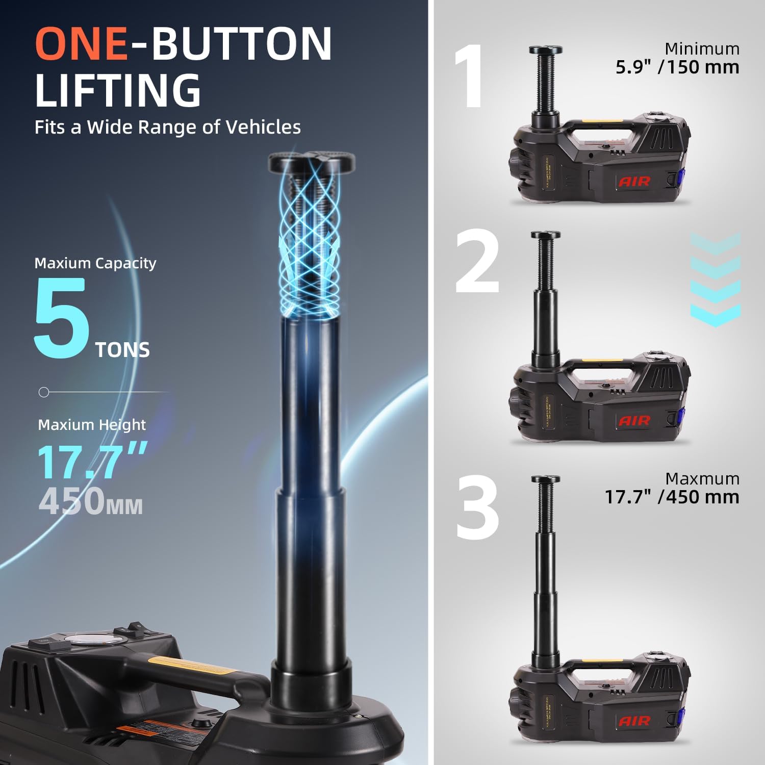 Detalle 2 de FEANISIFEI Electric Car Jack 5 Ton 12V Floor Jack