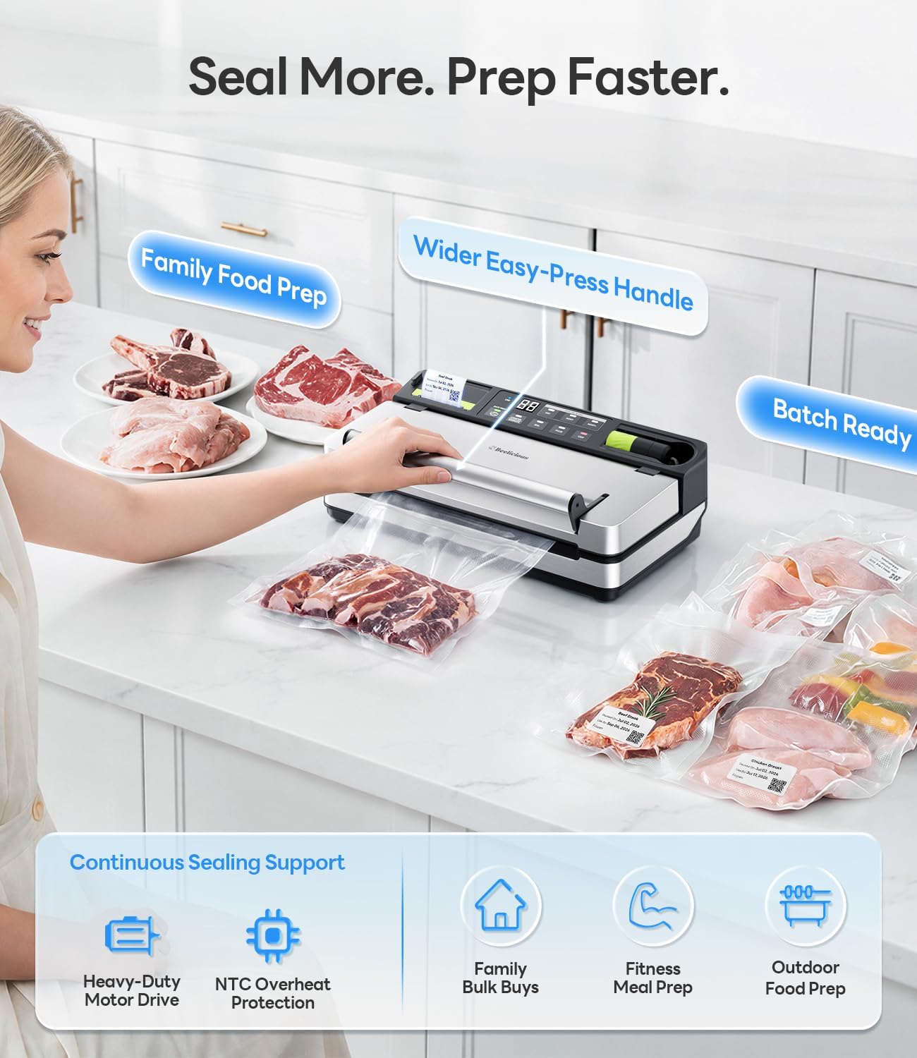 Thumbnail 3 de Beelicious Pro VSP801 Smart Vacuum Sealer, 98kPa Dual-Pump Suction