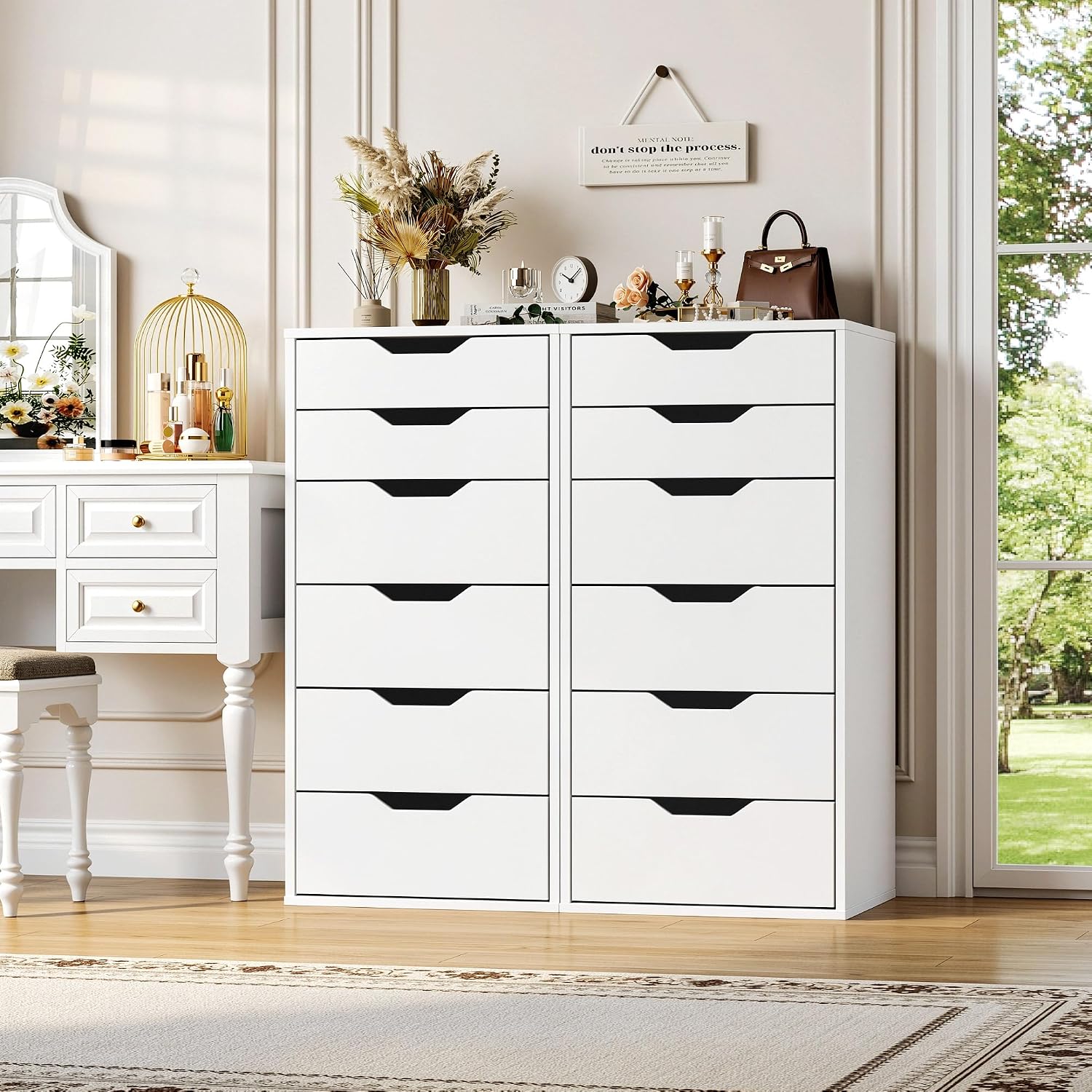 Detalle 2 de FOREHILL M279 – biała komoda z 6 szufladami, 45 × 40 × 90,5 cm