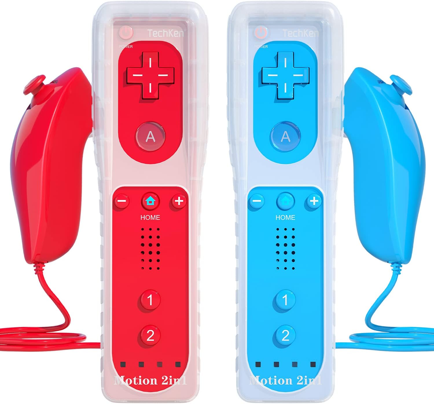 Thumbnail 6 de TechKen 2 Sets Remote Controller for Wii with Built-in Motion Plus and Nunchuck (White)