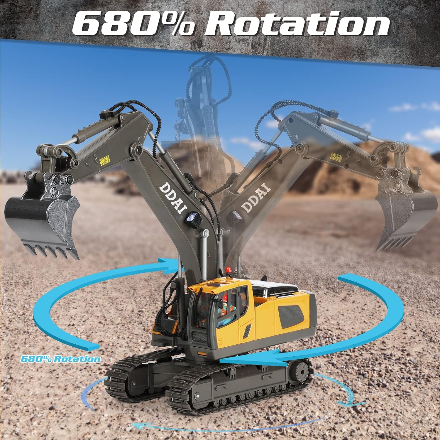 Detalle de DDAI RC Excavator Toy with Metal Shovel