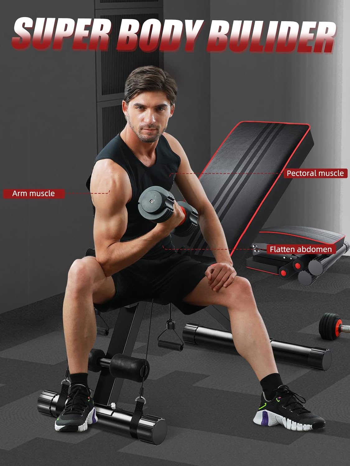 Thumbnail 6 de YOLEO adjustable weight bench with 7 backrest positions