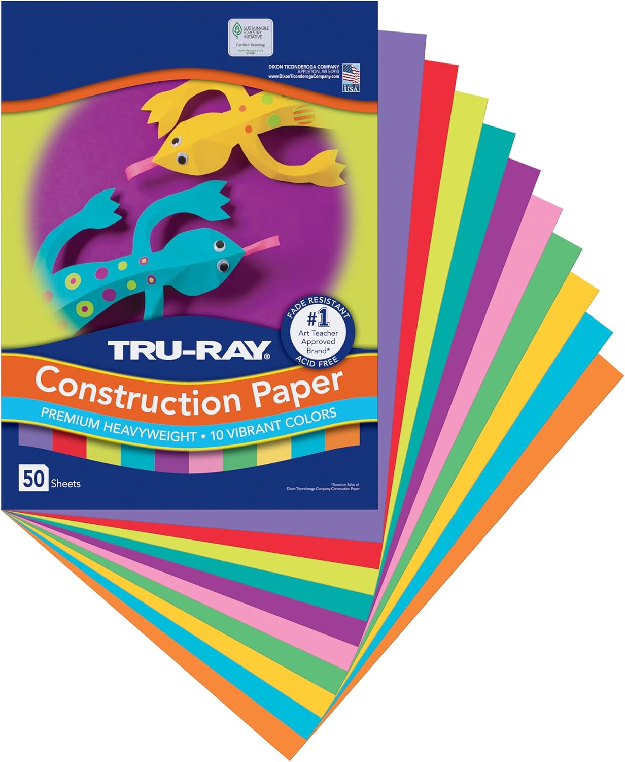 Detalle de Tru-Ray Construction Paper, 10 Vibrant Colors, 9" x 12", 50 Sheets
