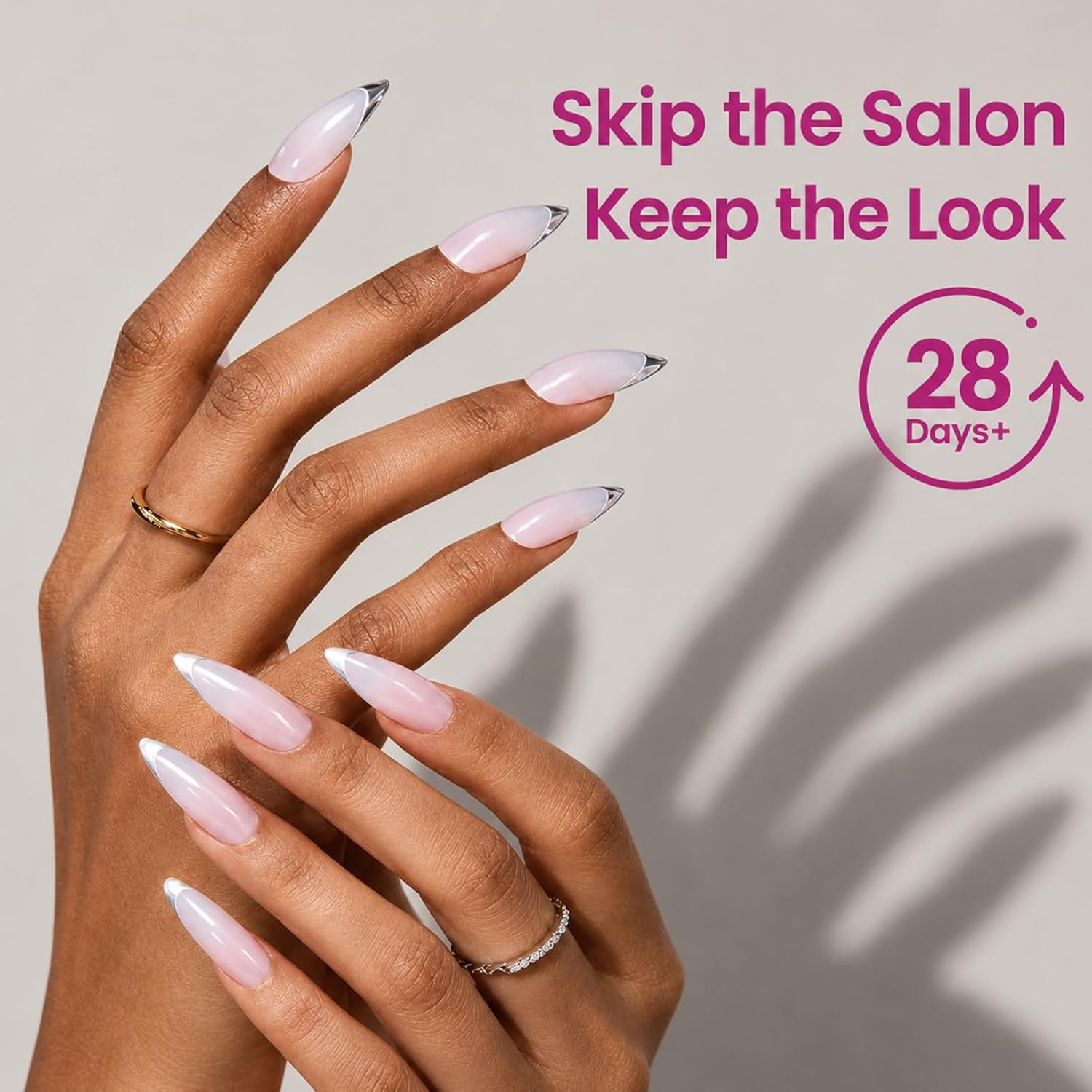 Detalle 2 de Beetles Tipex Lite Instant Apex Nail Tips (Medium Stiletto) — 16 Sizes 00–14