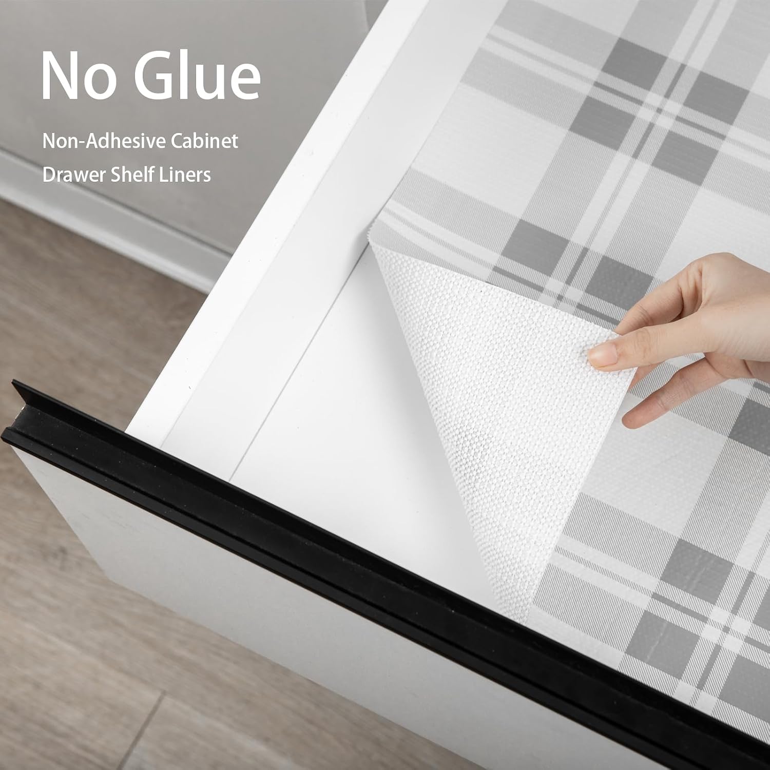 Detalle de Drawer Shelf Liner for Kitchen Cabinets by TheBadaz – Non-Adhesive, Non-Slip, Thickened PVC Mats (Grey, 24 in x 40 ft)
