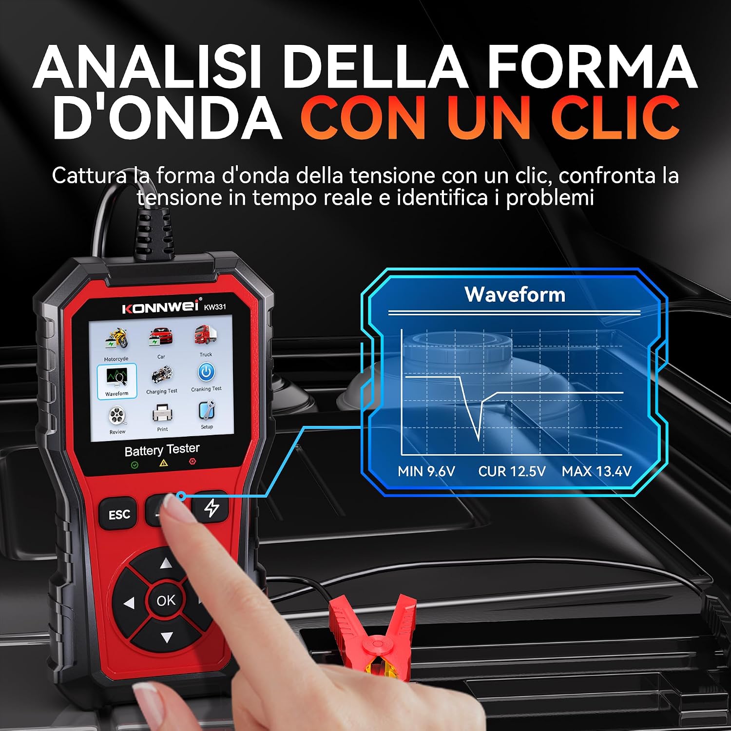 Thumbnail 6 de KONNWEI KW331 Tester per Batterie Auto 6/12/24V con stampa cloud