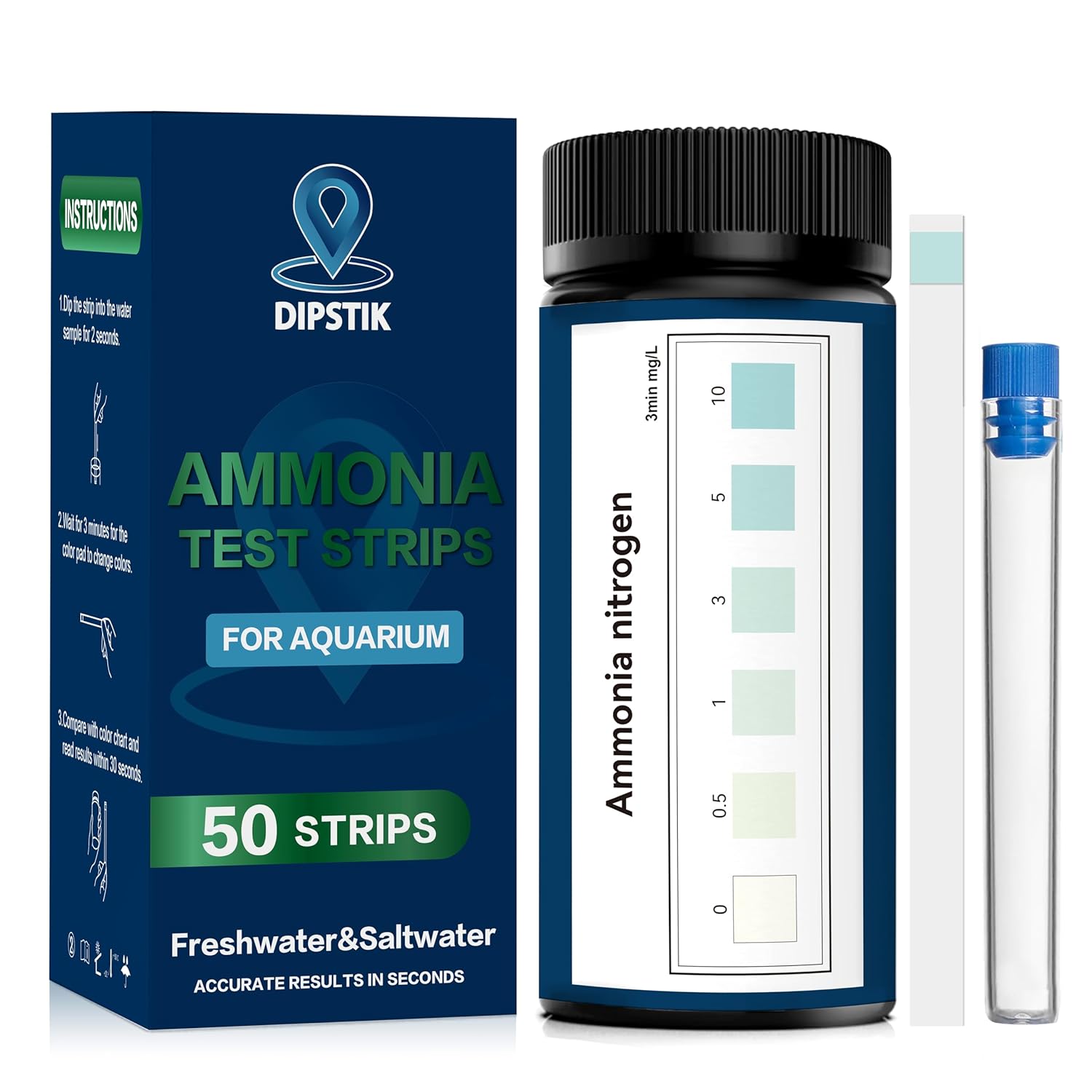 Thumbnail 6 de Aquarium Ammonia Test Strips 8-Way Fish Tank Test Kit (50 strips)