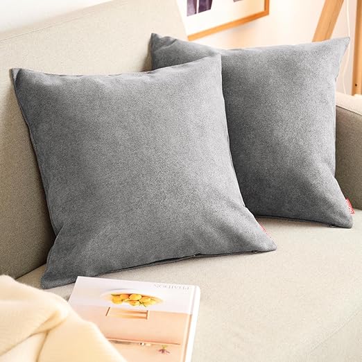 Detalle de Blumtal Juego de 2 Fundas de Cojín Chenilla - Gris 🛋