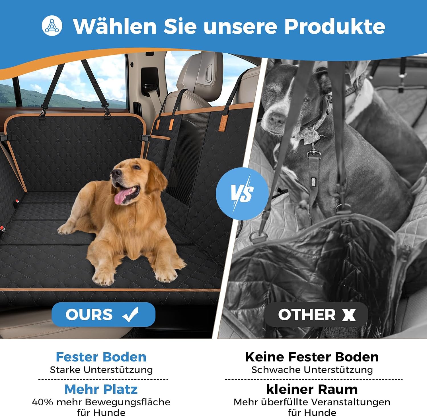 Detalle de MyeMdan Hard-Bottom Dog Car Seat Cover, Waterproof 600D Oxford, Detachable Base