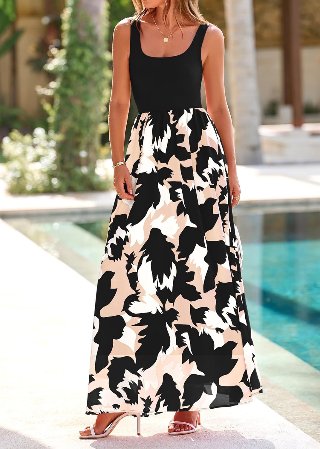 Thumbnail 3 de KIRUNDO Women’s Boho Floral Scoop Neck Maxi Dress with Tank Top & Side Pockets